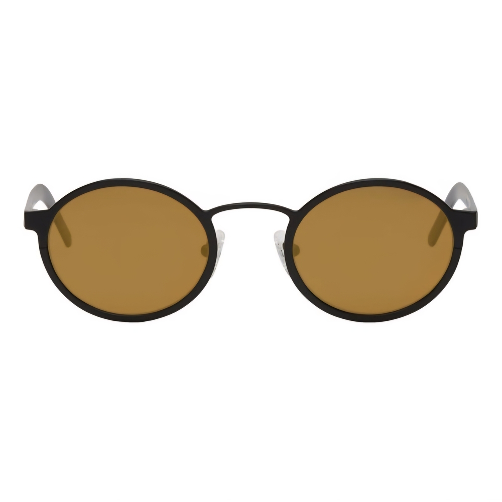 Black and Brown Oval Sunglasses with Minimalist Design